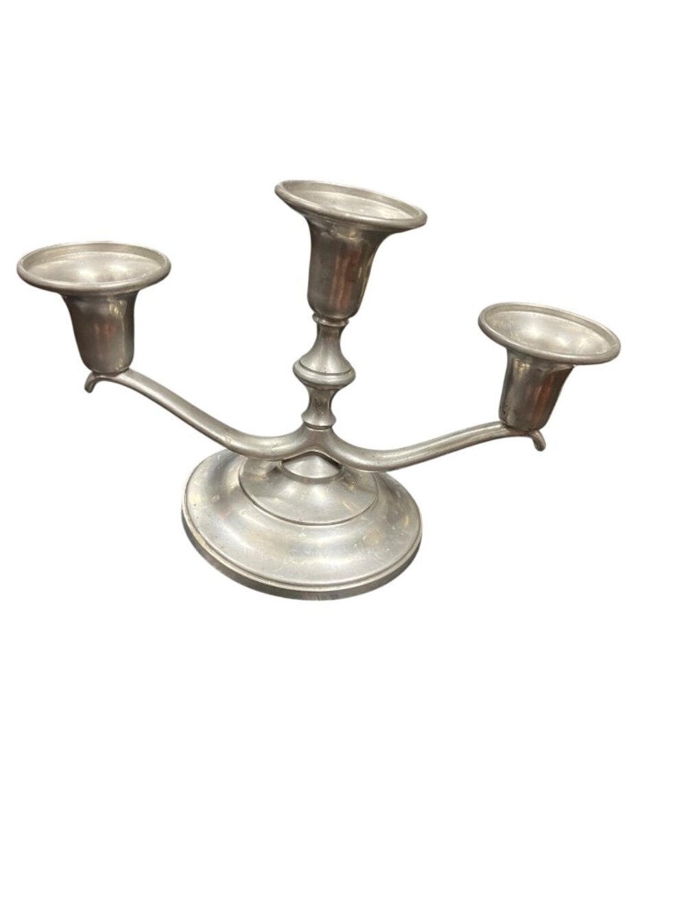 pewter VTG f 2122 3 tier silver candlestick holder abra 5"x8.5" SKU 10-234